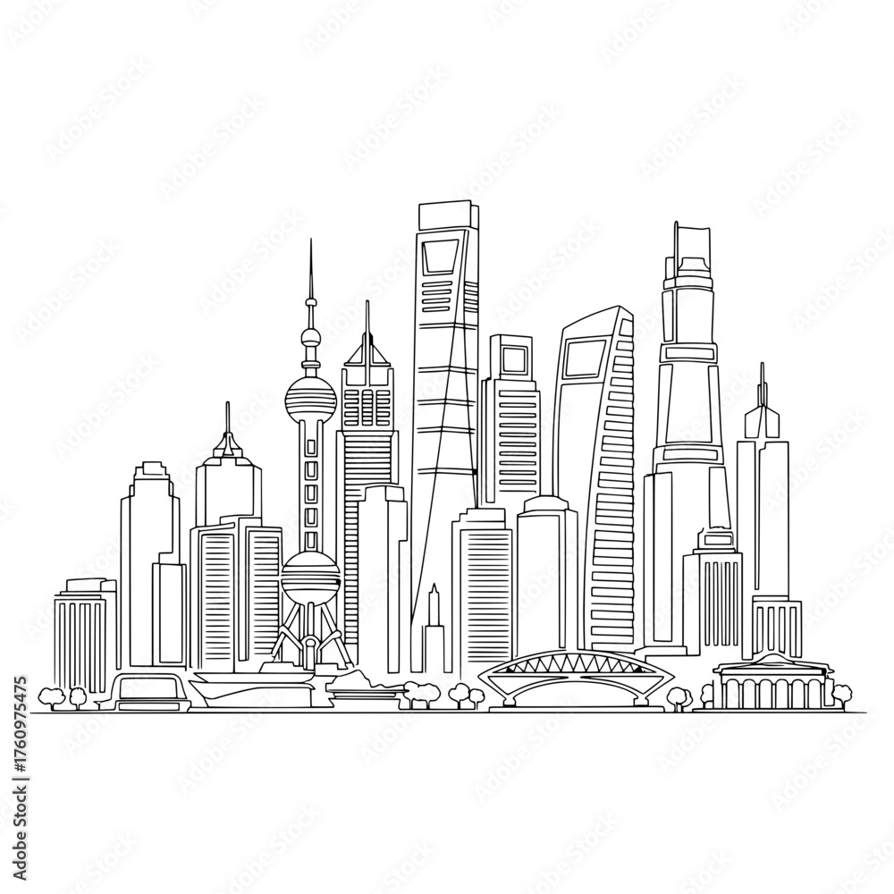 Obraz premium Urban Skyline Architectural Illustration