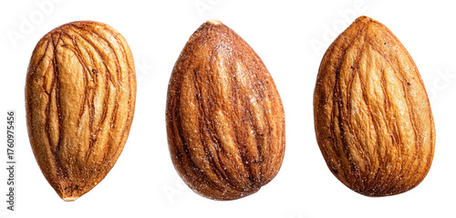 Three whole almonds, close-up
