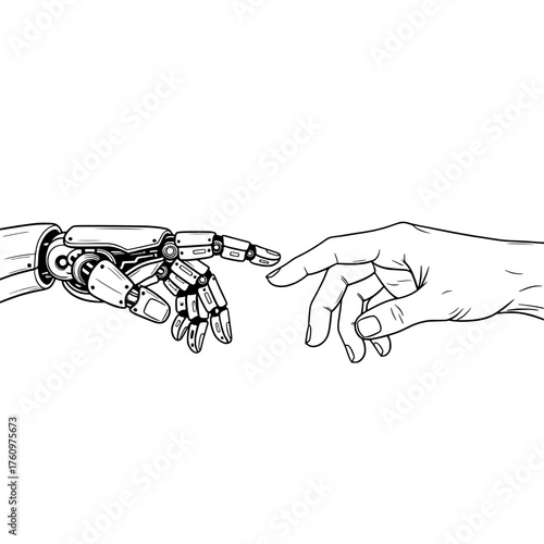 Digital Interaction: Human Hand Touching Robot Hand