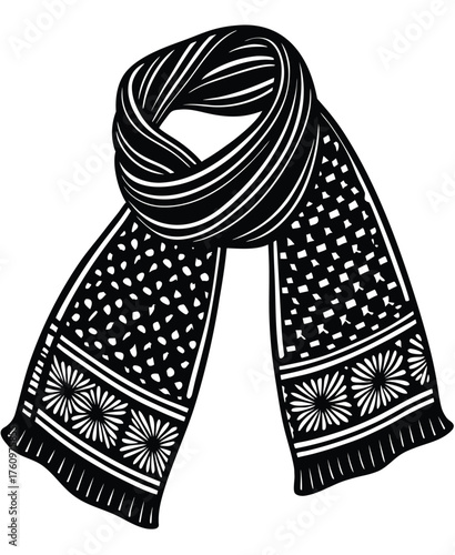 black and white scarf design clip art preview