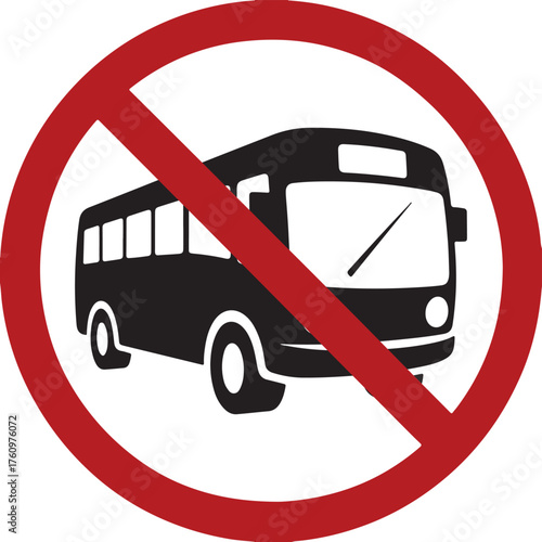 Buses Forbidden Sign Circle Red Warning for No Bus Zone Road Rule Icon Symbol