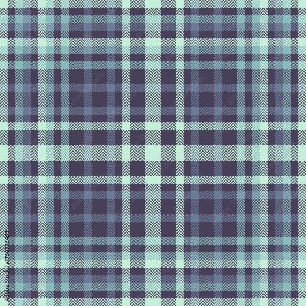 Fototapeta premium Classic tartan plaid pattern in cool, muted blue and green tones. Timeless, versatile design ideal for fashion, textiles, backgrounds, and digital art.