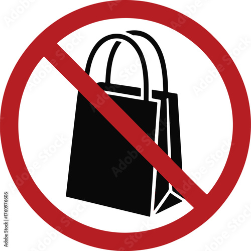 No Shopping Bag Symbol Forbidden Retail Purchase Prohibition Sign