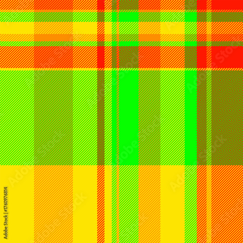 Mens shirt background tartan vector, symmetry check textile texture. Spring pattern fabric seamless plaid in bright and radioactive colors.