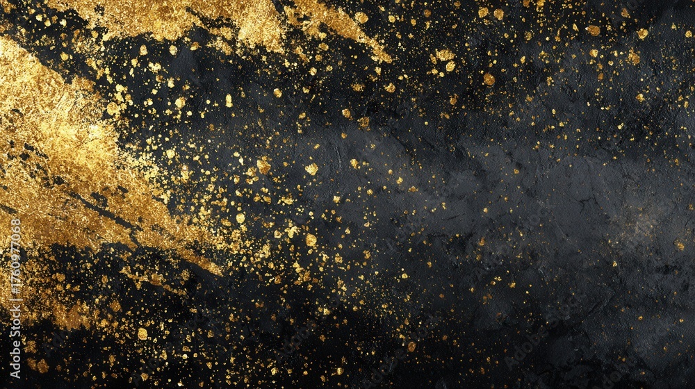 Fototapeta premium abstract gold splatter on black background