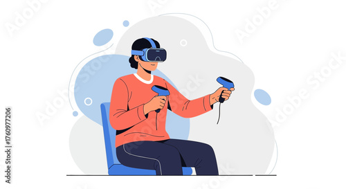 Immersed in virtual reality experiences: a person playing video games with VR headset and