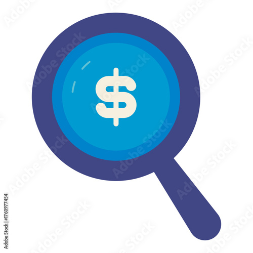 dollar money inspection magnifying glass flat icon