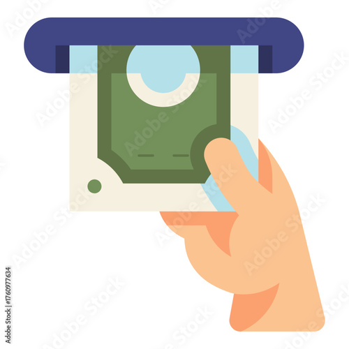 withdraw money from atm machine flat icon