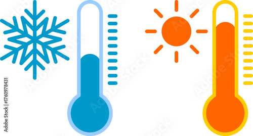 Hot and Cold Temperature Thermometer Icons