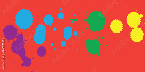 Colorful Paint Splash on Red Background