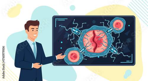 Presentation on nanobots attacking cancer cells for scientific research and medical advancements