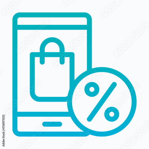 Mobile Shopping Payment Icon — Isolated Lineal Gradient Style Vector Icon