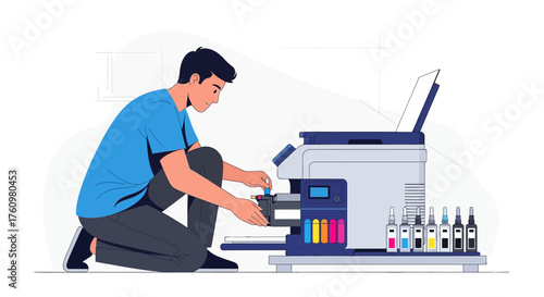 Servicing a color inkjet printer by refilling ink cartridges for vibrant prints