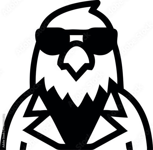 Eagle in aviator sunglasses and jacket with bold attitude Line Art Vector illustration