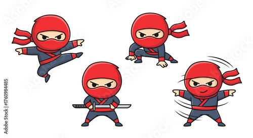 Dynamic Ninja Warriors in Action Poses A Collection of Martial Arts Figures