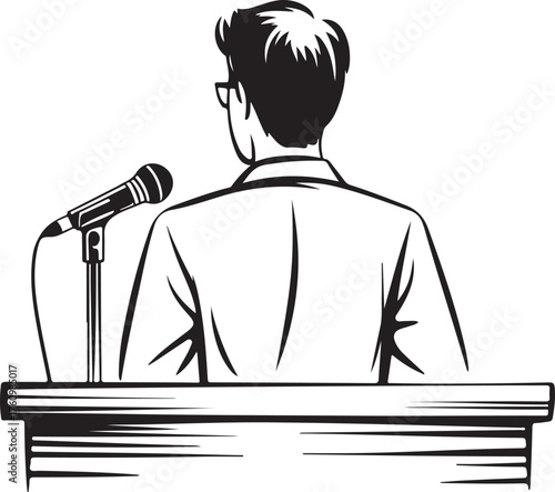 Podium Speaker Outline Politician Speech Presentation Public