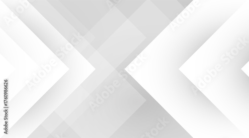 Elegant white and gray geometric background features overlapping triangular and diamond shapes with subtle shadows and gradients, creating a modern and minimalist aesthetic