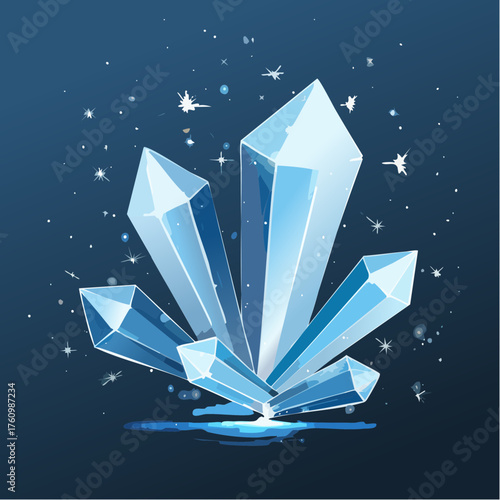 Funkelnde Eiskristalle auf dunklem Grund