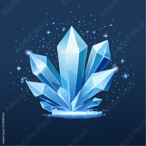 Funkelnde Eiskristalle auf dunklem Grund