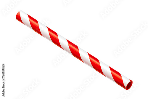 A red and white striped drinking straw