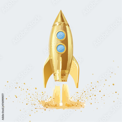 Goldene Raketen mit Funken