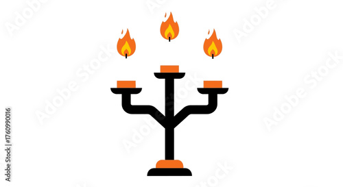 Candelabra with Flames - A Decorative Fixture with Burning Flames.