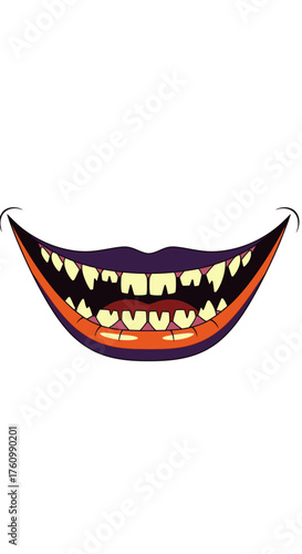 Creepy Smile with Sharp Teeth - A Grotesque and Unsettling Grin.