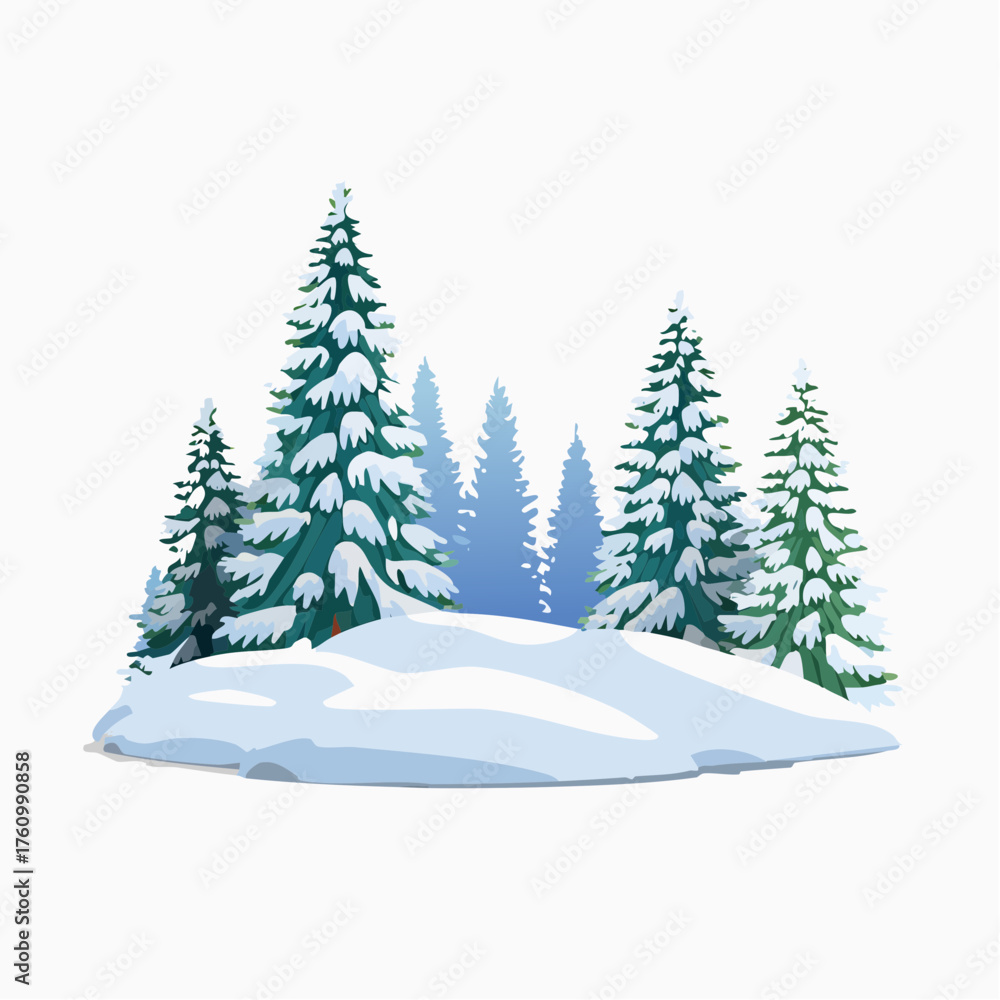 Obraz premium Winterlandschaft mit Tannen und Schnee