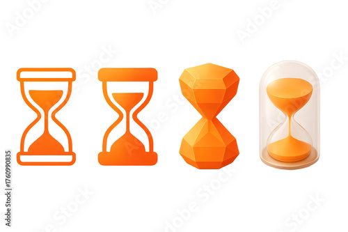 Orange Hourglass and Sand Timer Icon Design Progression
