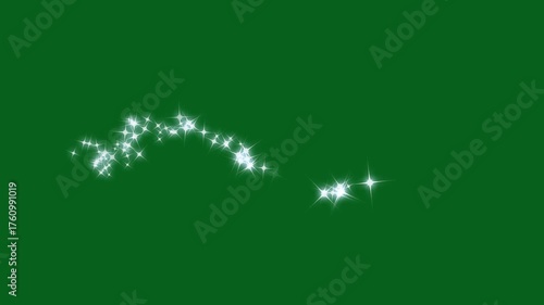 Magic light effect curve trail magic sparkling bokeh effects, white glowing fairy sparkle line burst, fairy dust wand glitter stars trail transition, shimmering particle twinkle effect on green screen