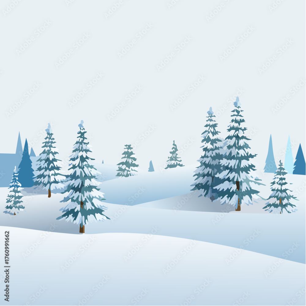 Fototapeta premium Winterlandschaft mit Tannen und Schnee