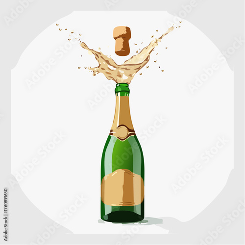 Champagnerflasche mit spritzendem Korken