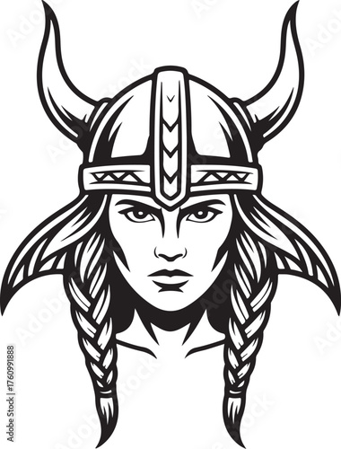 Viking Woman Warrior Helmet Horns Hairstyle Braids Norse Mythology