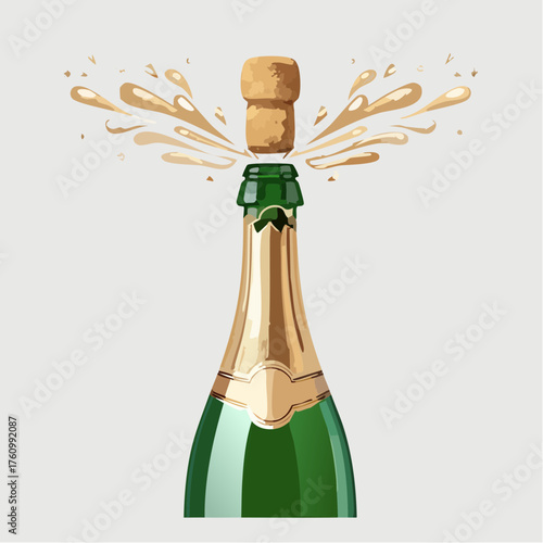 Champagnerflasche mit spritzendem Korken