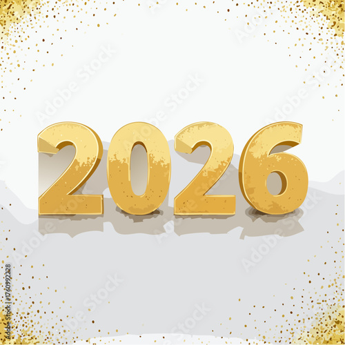 Goldene 2026 -Zahlen mit Glitzer