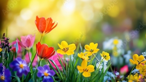 Spring flowers in the garden in nature.