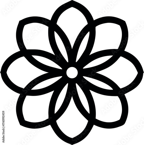 Mandala inspired floral design with bold black outlines Line Art Vector illustration