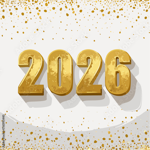 Goldene 2026 -Zahlen mit Glitzer