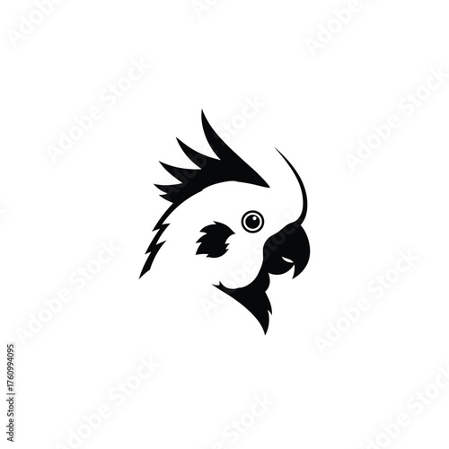 Black silhouette of a cockatoo head with crest bird