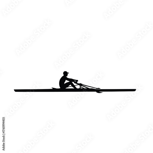 Silhouette of a rower on a scull rowing water sport oars boat athlete exercise competition river lake outdoors recreation fitness