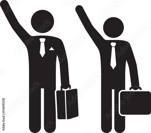 Two bakers in chef hats using peel to tend to ovens silhouette