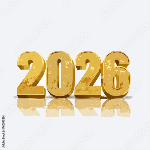 Goldene 2026 -Zahlen mit Glitzer