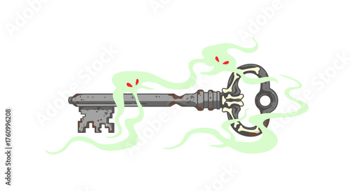 Ethereal Key with Ghostly Emanations, Unlocking Mysteries and Secrets.