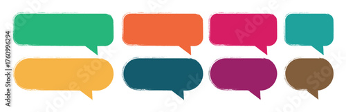 Hand drawn speech bubbles and thought bubbles. Colorful speech bubbles vector set. 