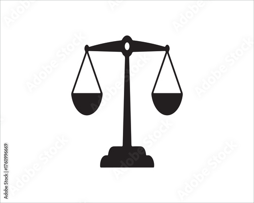 Black silhouette scales of justice illustration for fair judgment symbol