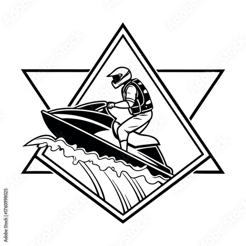 Jet Skier in Geometric Frame watercraft water sports