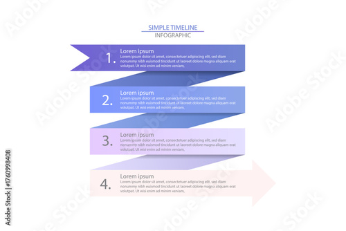 Modern gradient timeline infographic showing four steps for process or project presentation.