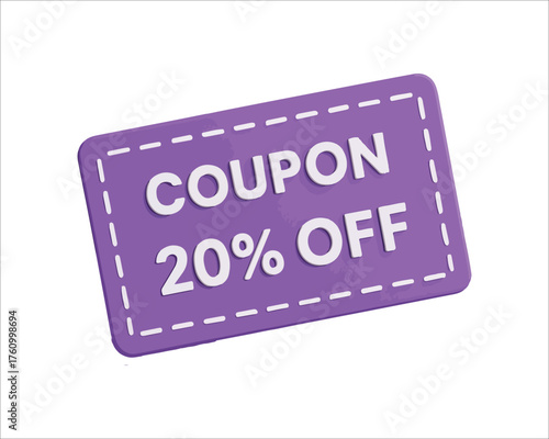 Purple coupon offering a discount of twenty percent off sale