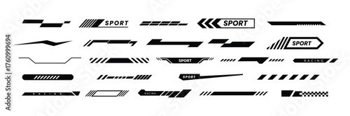 Car side sticker design. Vehicle vector Decal Stripes for the both parts template. Vector art of set of modern futuristic design elements. line icon vector illustration