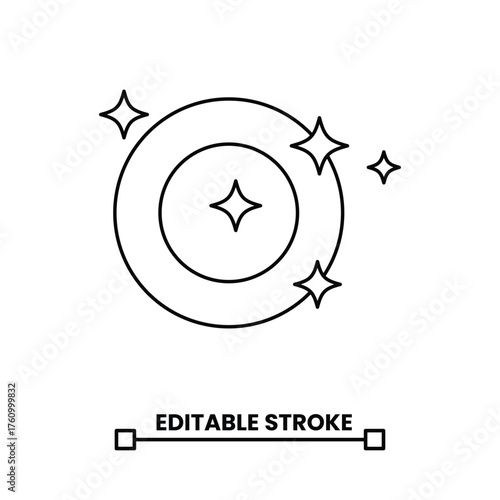  clean plate with stars editable stroke line icon vector illustration